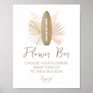 Poster Bar Flor Bebê no Conselho Chá de fraldas Sinal