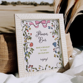 Poster Bar Flor do Chá de panela Floral Desenhado à Mão A