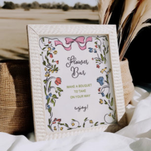 Poster Bar Flor do Chá de panela Floral Desenhado à Mão A