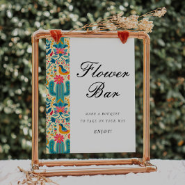 Poster Bar Flor Sinal de Chá de panela Floral Mexicano