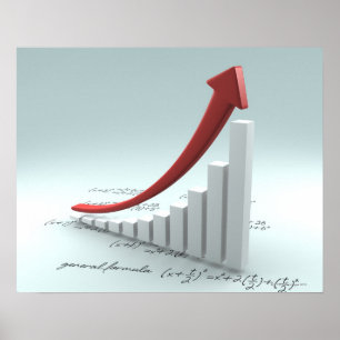 Póster Bar graph and arrow with formula