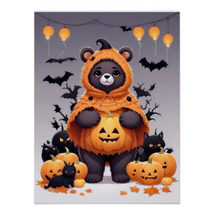 Póster Bar Halloween Cartografia Animal Engraçada Adoráve
