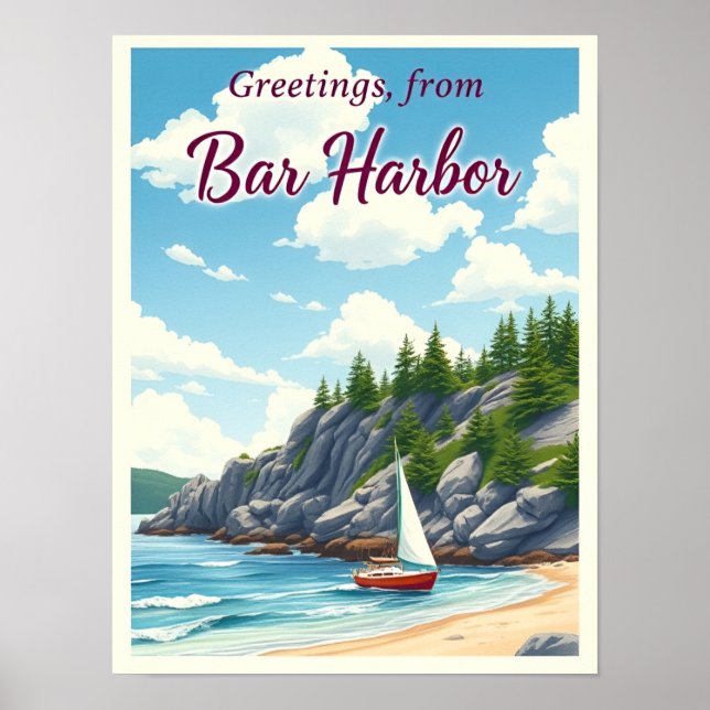 Poster Bar Harbor, Maine – Costa Antiga de Acadia (Frente)