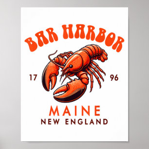 Poster Bar Harbor Maine Nova Inglaterra Viagem Engraçado 
