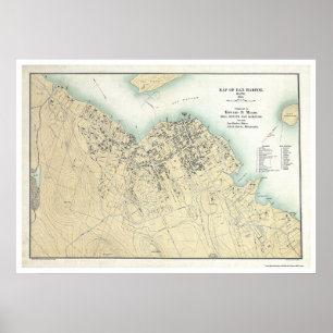 Póster Bar Harbour, Mapa do Plano ME 1896