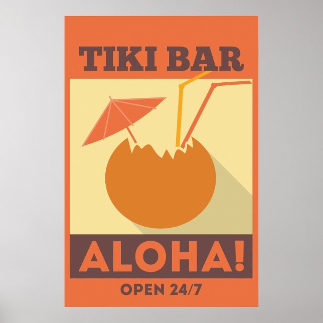 Poster Bar Hawaiian Aloha Tiki (Frente)