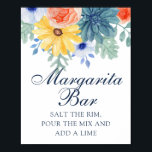 Poster Bar Margarita Chá de panela Suculento Floral<br><div class="desc">O Poster de Chá de panela Floral Suculente Macaron Margarita,  Bar,  apresenta elegantes flores de aquarela em fundo branco. Personalize editando o texto nas caixas de texto fornecidas. Projetado para você por ©Evco Studio www.zazzle.com/store/evcostudio</div>