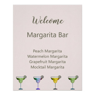 Póster Bar Margarita Personalizado De Sinal De Boas-Vinda