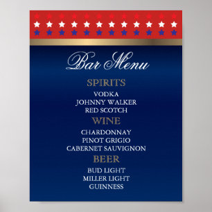 Poster Bar Menu - Casamento Patriótico Americano