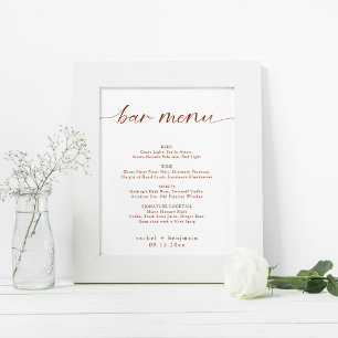 Poster Bar Menu Casamento Terracotta Rust Queda Mínima