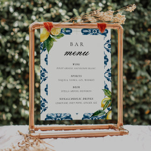 Poster Bar Menu Lemon Positano Sinal de Mesa de Casamento