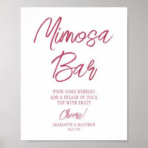 Poster Bar Mimosa Anima Moderna Manuscrito Viva Magenta
