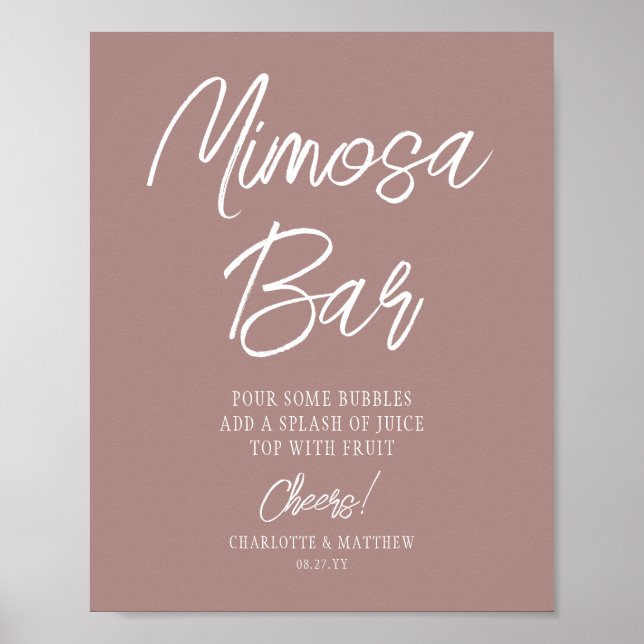 Poster Bar Mimosa Aplaudindo Moderno Script Rosa Dourado (Frente)