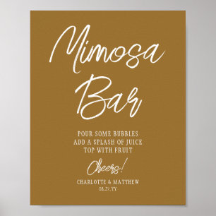 Poster Bar Mimosa Brindes Moderno Script Manuscrito Branc