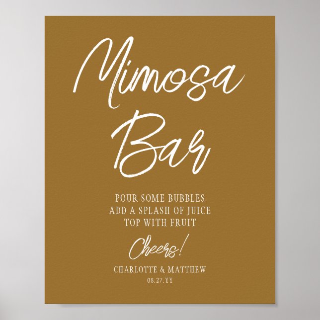 Poster Bar Mimosa Brindes Moderno Script Manuscrito Branc (Frente)