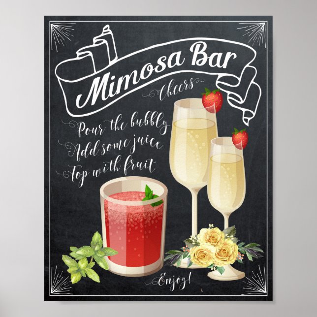 Poster Bar Mimosa CHURRASCO de rosas amarelas para casame (Frente)