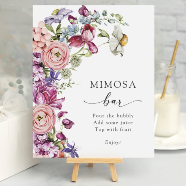 Poster Bar Mimosa Colorido (Colorful Floral Mimosa Bar Poster by Painted Paperie
)