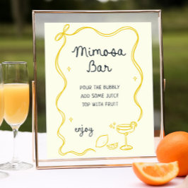 Poster Bar Mimosa de aperto principal desenhado à mão