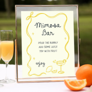 Poster Bar Mimosa de aperto principal desenhado à mão
