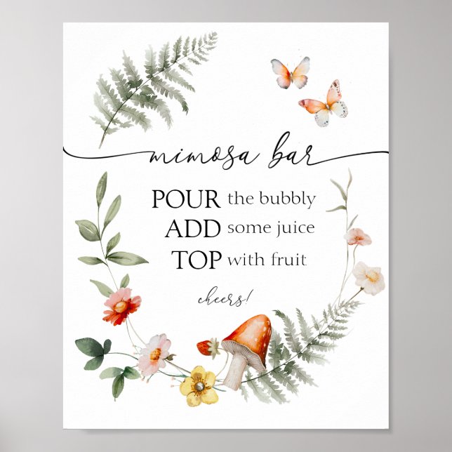 Poster Bar Mimosa de Cogumelo Florestal Encantado (Frente)