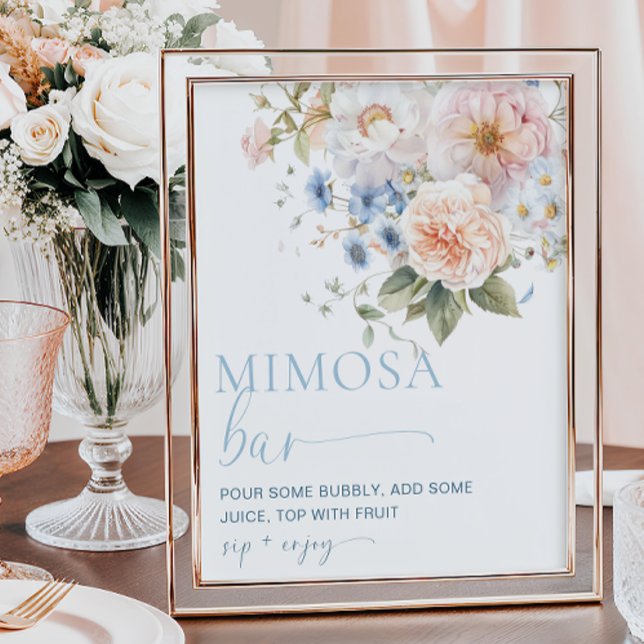 Poster Bar Mimosa Floral Azul Hargrove (Criador carregado)