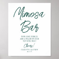 Bar Mimosa Parabéns Moderno Rótulo Verde Esmeralda