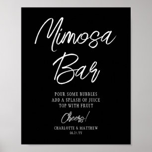 Poster Bar Mimosa Parabéns Moderno Script Manuscrito Pret