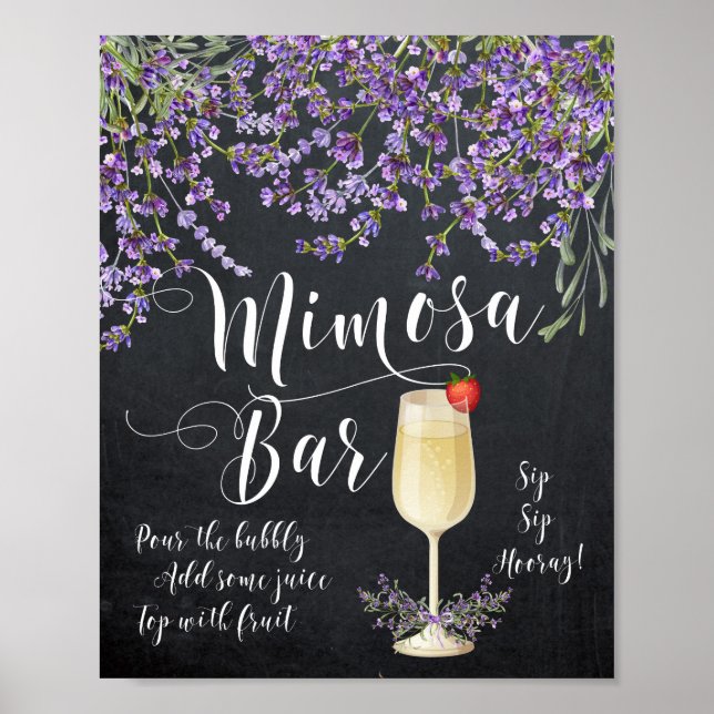 Poster Bar Mimosa Sinal de Casamento Lilac lavanda roxa (Frente)