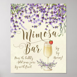 Póster Bar Mimosa Sinal de Casamento Lilac lavanda roxa