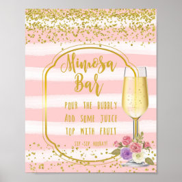 Poster Bar Mimosa Sinal de Casamento Sinal cor-de-rosa co