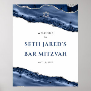 Poster Bar Mitzvah,  de Borda de Agata Azul e Prateada