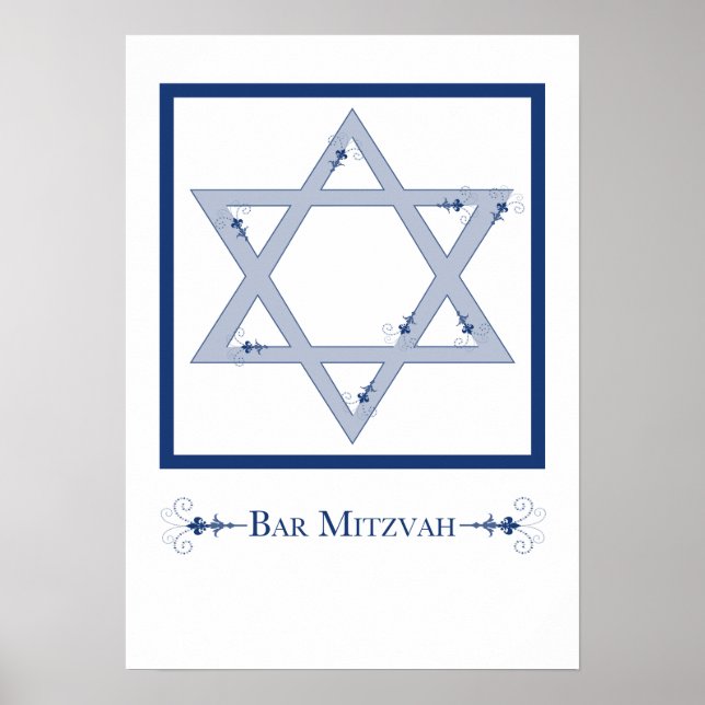 Poster bar mitzvah (estrela do david elegance) (Frente)