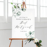 Poster Bar Mitzvah Minimalista de Aquarela Eucalipto<br><div class="desc">Envie agradecimentos com este letreiro de boas-vindas personalizável de bat mitzvah com folhagem. Ele apresenta ilustrações de aquarela de folhas de eucalipto verde empoeiradas e uma escrita caprichosa. Personalize adicionando seus detalhes. Este letreiro de boas-vindas de bat mitzvah de eucalipto é perfeito para qualquer tema ou estação.</div>