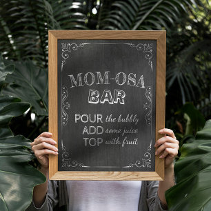 Poster BAR MOM-OSA chá de fraldas Flores brancas Quadro