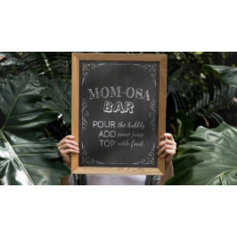 Poster BAR MOM-OSA chá de fraldas Flores brancas Quadro
