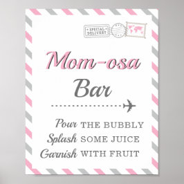 Poster Bar Mom-osa Mimosa Bebida Viagem Avião Festa
