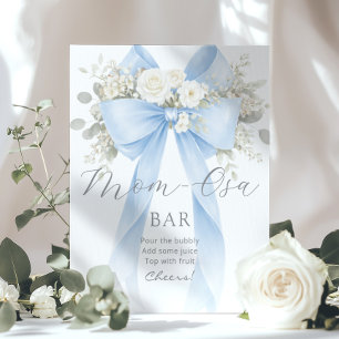 Poster Bar Momosa Azul Laço Floral Bubbly Bar