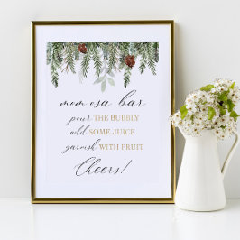 Poster Bar Momosa despeje o sinal de chá de fraldas espum