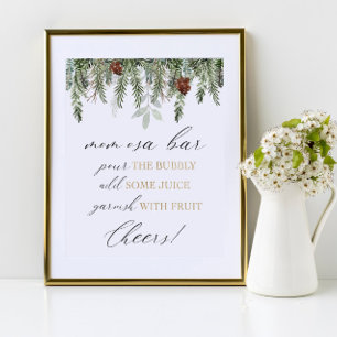 Poster Bar Momosa despeje o sinal de chá de fraldas espum