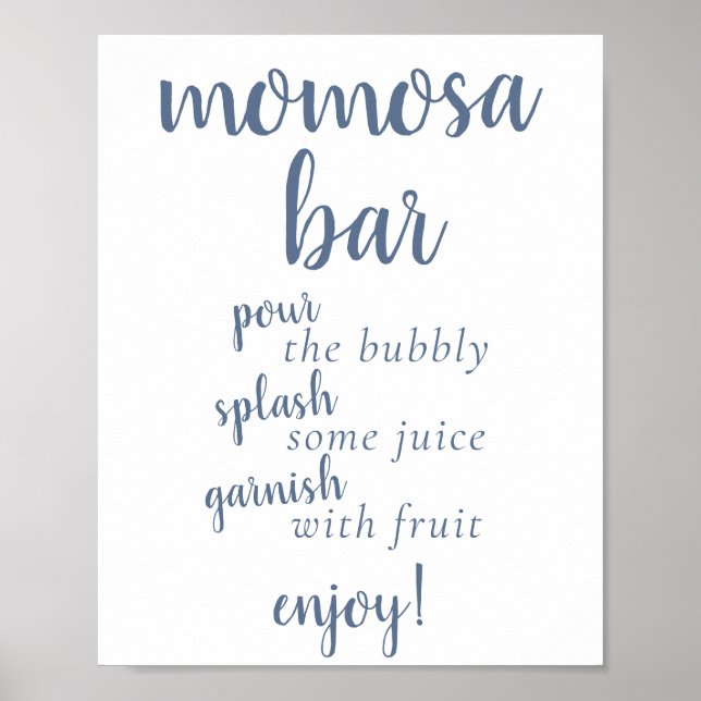 Poster Bar Momosa Simples | Azul poeirento Qualquer sinal (Frente)