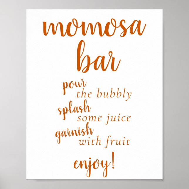 Poster Bar Momosa Simples | Laranja Fall Qualquer sinal d (Frente)