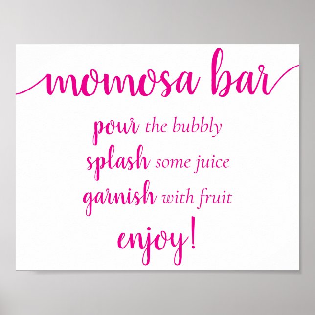 Poster Bar Momosa Simples | Rosa Quente Qualquer Sinal De (Frente)