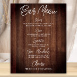 Poster Bar Personalizado do Menu Rustic Wedding<br><div class="desc">Menu bar! Caligrafia simples, mas elegante, esta placa de bar de bebida de casamento apresenta quatro bebidas 'Cerveja', 'Vinho', 'Espíritos' e 'Não-Alcoólicos', personalizadas com suas bebidas à escolha. Personalize este símbolo elegante de casamento com os seus nomes e o menu de bebidas de bar de casamento! COPYRIGHT © 2020 Judy...</div>