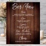 Poster Bar Personalizado do Menu Rustic Wedding<br><div class="desc">Menu bar! Caligrafia simples, mas elegante, esta placa de bar de bebida de casamento apresenta quatro bebidas 'Cerveja', 'Vinho', 'Espíritos' e 'Não-Alcoólicos', personalizadas com suas bebidas à escolha. Personalize este símbolo elegante de casamento com os seus nomes e o menu de bebidas de bar de casamento! COPYRIGHT © 2020 Judy...</div>