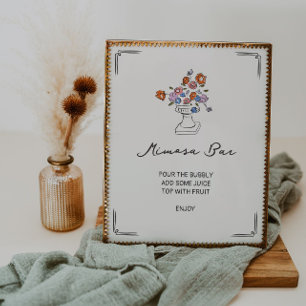 Poster Bar Quirky Hand Drawn Floral Urn Mimosa