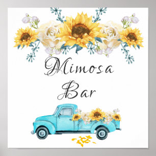 Poster Bar Rastreador de Flores Solares Turquoise Vintage