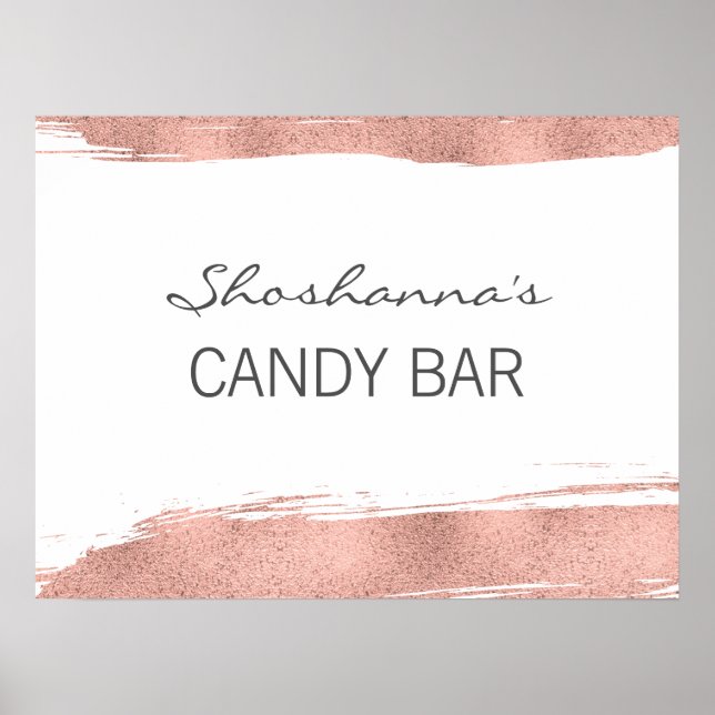 Poster Bar rosa Dourado de BrushAVBat Mitzvah Candy (Frente)