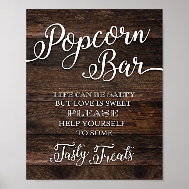 Poster Bar Rustic Chic POPCORN AJUDA-SE A Assinar Impress (Frente)