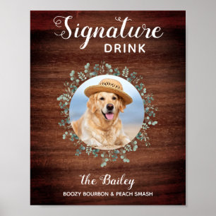 Poster Bar Rustic Pet Wedding Photo Dog Signature Bebidas