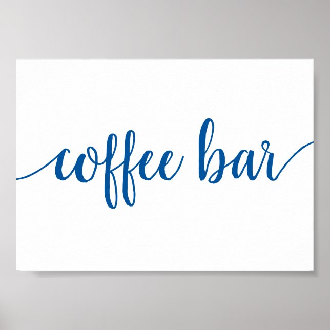 Poster Bar simples de café | Azul francês Qualquer sinal  (Frente)